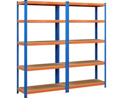 Zwaar Belast Opbergrek met 5 Planken - Perfect voor Garage, Werkplaats en Kelder - 180 x 180 x 40 cm, Oranje en Blauw