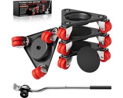 Zwaar Meubelverplaatsingssysteem met 6 Wielen en Hulplifter - Draagkracht tot 590 kg