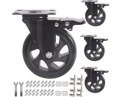 Zwaarlast Zwenkwielen / Trolley Wielen voor Meubels - Rubberen Zware Wielen - Heavy Duty Castors /Transportwielen 800 k