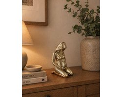 Zwanger Vrouw Beeld – Modern Sculptuur Ornament voor Mama & Woondecoratie - Goud