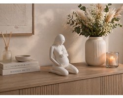 Zwanger Vrouw Beeld – Modern Sculptuur Ornament voor Mama & Woondecoratie - Wit