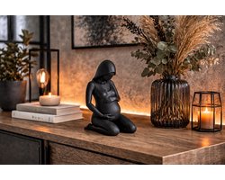 Zwanger Vrouw Beeld – Modern Sculptuur Ornament voor Mama & Woondecoratie - Zwart
