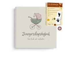 Zwangerschapsdagboek voor 9 Maanden - Baby Voetafdruk en Handafdruk Zwart Inktafdruk - Telano Zwangerschap Cadeau