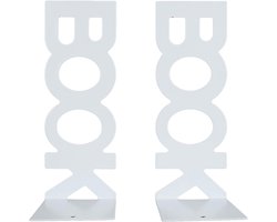 Zware Boekensteunen - Metalen Steunen - Boeken Organiseren - Antislip Schuimbasis - 21 cm Diep - Wit