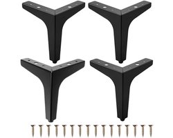 Zware driehoekige metalen meubelpoten van 10 cm, set van 4 met schroeven voor kast, tafel en dressoir (zwart)