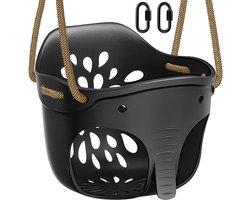 Zware Hoge Rug Volle Emmer Schommelstoel voor Peuters met Verstelbare Touwen en Sluitcarabiner, Schattig Olifantenontwerp, Geschikt tot 272 kg (Peuterschommel, Buiten, Veiligheid)
