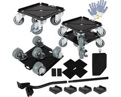 Zware Meubelverhuizer Set met 5x 360° Draaibare Wielen en Rem | Max. 1450 kg Laadvermogen