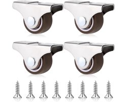 Zware mini meubelwielen van massief rubber, geruisloze rolwielen voor gereedschapskisten, trolleys en tafels - 4 stuks