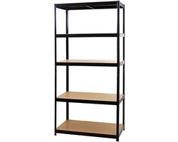 Zware rekken MCW-E33, kelder rekken plug-in rekken opslag rekken, 875kg staal 5 planken ~ zwart 200x100x60cm