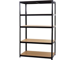 Zware rekken MCW-E33, kelder rekken plug-in rekken opslag rekken, 875kg staal 5 planken ~ zwart 200x120x60cm