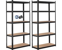Zware Rekken Set van 2 - 180x90x30 cm - 5 Planken Werkplaatschappen - Opslag en Organisatie voor Kelders, Garages en Kantoors