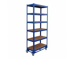 Zware stelling - blauw - 90x209x40 cm - verstelbare legplanken - metaal