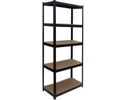 zware stelling - metaal - 75x180x30 cm - zwart - bruin
