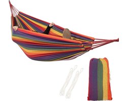 Zware Tweepersoons Hangmat met Opbergtas | Multicolor 200x150 cm
