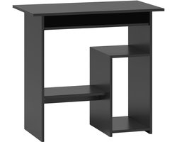 Zwart Afmetingen 80 x 45 x 75 cm compacte computertafel met open vakken en extra opbergruimte, ideaal voor kantoor, werk- of studeerkamer, ruimtebesparend ontwerp met toetsenbordlade en plankjes, robuuste constructie
