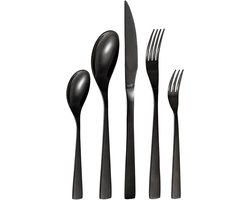 Zwart eetbestek Otto Koning Berlin titanium verguld gepolijst 4mm 20-delig - biefstukmes - modern - 4 personen Bestekset