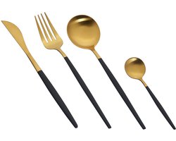 zwart En Goud Bestekset Rvs Servies Keuken Set Servies Lepel Vork Mes 4Pcs Diner Set Compleet Bestek