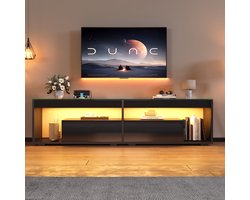 Zwart hoogglans tv meubel met led verlichting - tv kast voor televisie tot 70 inch - 180 cm breed - woonkamer - 180 x 40 x 46 cm