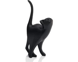 Zwart Kattenbeeld 17 cm - Minimalistische Kat Sculptuur met Elegante Lijnen - Moderne Woondecoratie voor Woonkamer en Bureau - Cadeau voor Kattenliefhebbers