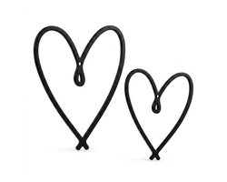Zwart metalen wanddecoratie hart vorm wandbord set 2 stuks minimalistisch lijn kunst muurdecoratie liefde slaapkamer woonkamer frameloos ijzer decor