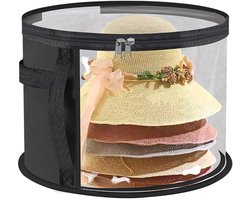 Zwart - Opvouwbare hoedenorganizer - Hoedenopbergdoos - Ronde hoedendoos - Stapelbare hoedenorganizer - 42*42*26cm