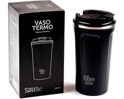 Zwart RVS Bbo thermosbeker 1 eenheid (Zwart)|Black stainless steel Bbo thermos cup 1 unit (Black)|Tasse thermos Bbo en acier inoxydable noir 1 unité (Noir)
