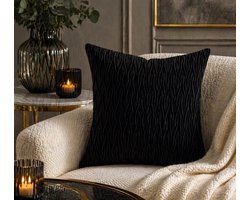 Zwart Velvet Structuur kussenhoes - 45x45 cm