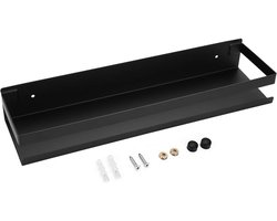 Zwart Wandrek 50 cm, Roestvrijstalen Plank voor Badkamer en Keuken, Kruidenrek, Onder Spiegelplank, Modern Loft Metalen Rek voor Cosmetica, Glazen, Handdoeken