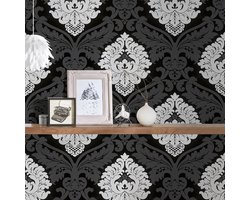 ZWART WIT BAROK BEHANG Living Walls Black & White 5543-14 - Zwart