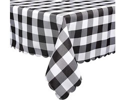 Zwart-wit Buffalo Plaid Tafelkleed van 36 x 36 Inch, Waterdicht en Wasbaar, Ideaal voor Thuis, Keuken, Diner en Feestjes, Geschikt voor Binnen en Buiten