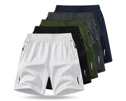 Zwart Wit Donkerblauw Donkergroen heren shorts set sport korte broek met trekkoord casual hardloop fitness training shorts 5 stuks maat M