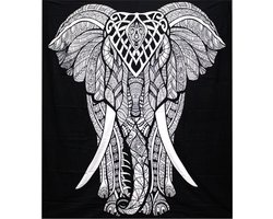 Zwart-wit katoenen sprei + wandkleed - Olifant
