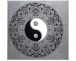 Zwart-wit katoenen sprei + wandkleed - Ying yang