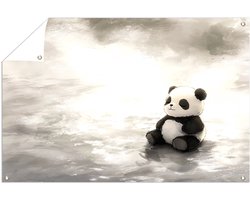 Zwart-witte panda in rust - Panda tuinprints - Tuinschilderijen dieren - Digital Art - Tuinaccessoires - Waterafstotende wanddecoratie - tuinposter 105x70 cm