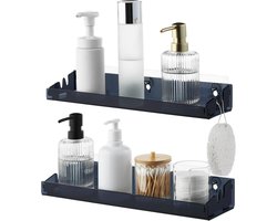 Zwart zelfklevend douche rek zonder boren - Set van 2 - Hangende badkamer organizer voor douche