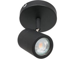 Zwarte 1-lichts spot Upround 2486ZW - Draaibaar en Kantelbaar, Kunststof en Metaal, Modern Design - Mexlite
