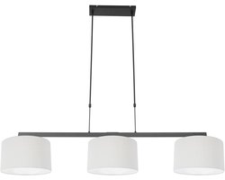 Zwarte 3-lichts hanglamp Stang 3461ZW - Hoogteinstelbaar - Metaal en textiel - Ø30cm kappen - Steinhauer - Landelijk binnen verlichting