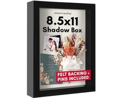 Zwarte A4 Shadow Box Lijst met Linnen Achtergrond - Groot Schaduwframe voor Muur en Tafel
