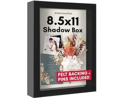 Zwarte A4 Shadow Box Lijst met Linnen Achtergrond - Groot Schaduwframe voor Muur en Tafel