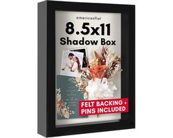 Zwarte A4 Shadow Box Lijst met Linnen Achtergrond - Groot Schaduwframe voor Muur en Tafel