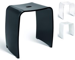 Zwarte Acryl Douchekruk - Met Handgreep, Ergonomische Zitting en Antislip Voetjes - Belastbaar tot 180 kg