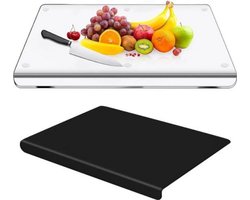 Zwarte Acryl Snijplank met Opstaande Rand en Antislip - Dikke, Doorzichtige Keuken Snijplank 45x35 cm - Ideaal voor Veilig Snijden, Voedsel Voorbereiden en Keuken Accessoires