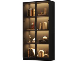 Zwarte aluminium omlijste glazen kast 80*40160cm voor binnenopslag en presentatie