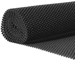 Zwarte Antislipmat voor Kasten en Lades - Keukenlade Beschermer - 45 x 125 cm - Multifunctioneel - Ondertapijt Beschermer - Non Slip Gripmat - Douchemat - Badkamermat - Lademat - Antislip Lade - Bescherming en Veiligheid voor Lades en Kasten