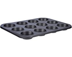 Zwarte Bakvorm - 12 muffins - 36 x 28 x 3 cm