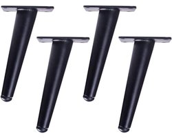 Zwarte bank benen ronde stevige metalen meubels benen bank vervangende benen ideaal voor middeleeuwse moderne / IKEA banken, lange banken, bedden, koffietafels (zwart, 7,87 inch, 4 stuks set)
