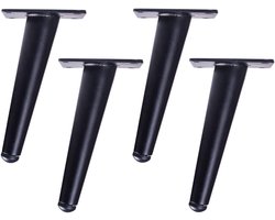 Zwarte bank benen ronde stevige metalen meubels benen bank vervangende benen ideaal voor middeleeuwse moderne / IKEA banken, lange banken, bedden, koffietafels (zwart, 7,87 inch, 4 stuks set)