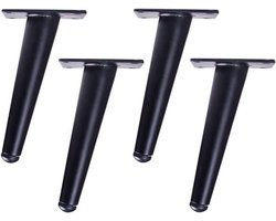 Zwarte bank benen ronde stevige metalen meubels benen bank vervangende benen ideaal voor middeleeuwse moderne / IKEA banken, lange banken, bedden, koffietafels (zwart, 7,87 inch, 4 stuks set)