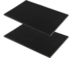 Zwarte Bar Mat Set van 2, 45x30cm Rubber Bar Runner voor Keuken, Koffietafel en Bartop