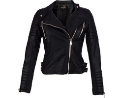 Zwarte Bikerjack voor dames - Kunstleer-only - 46